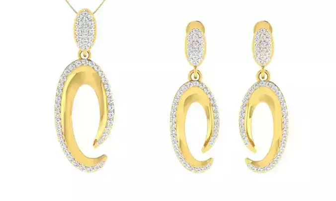 Pendant Earring Set 3dm STL OBJ FBX Render Details