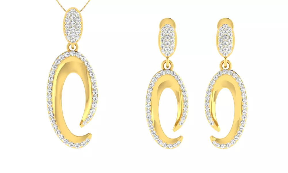 Pendant Earring Set 3dm STL OBJ FBX Render Details 3D print model_0