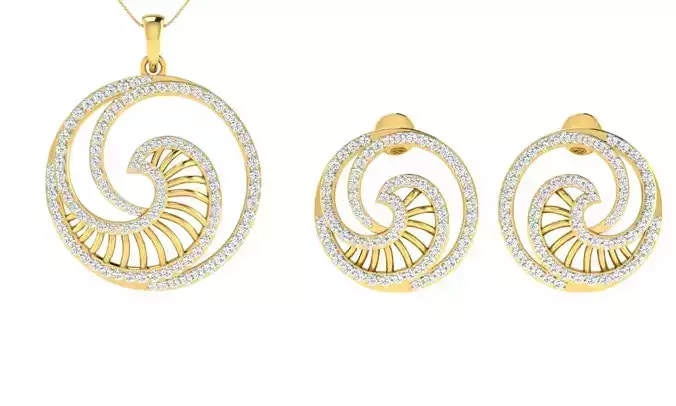 Pendant Earring Set 3dm STL OBJ FBX Render Details