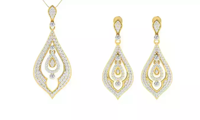Pendant Earring Set 3dm STL OBJ FBX Render Details