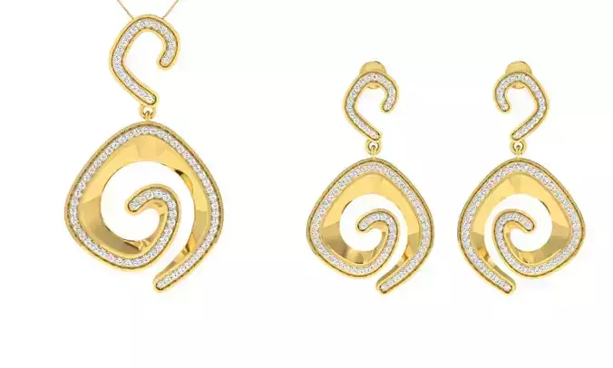 Pendant Earring Set 3dm STL OBJ FBX Render Details