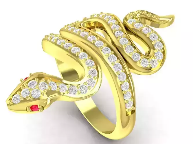 Fengshui Diamond Snake Ring STL Jewelry 3581 3D print model