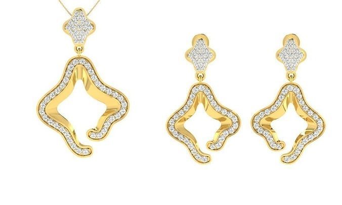 Pendant Earring Set 3dm STL OBJ FBX Render Details 3D print model