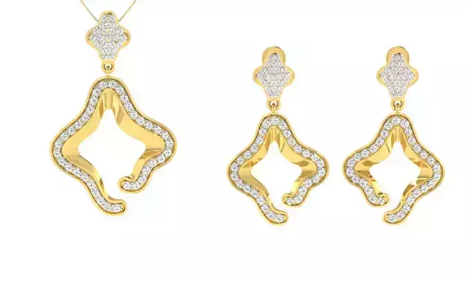 Pendant Earring Set 3dm STL OBJ FBX Render Details