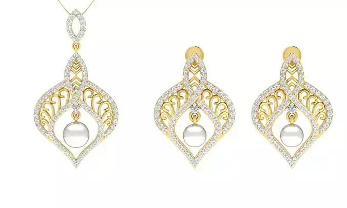 Pendant Earring Set 3dm STL OBJ FBX Render Details