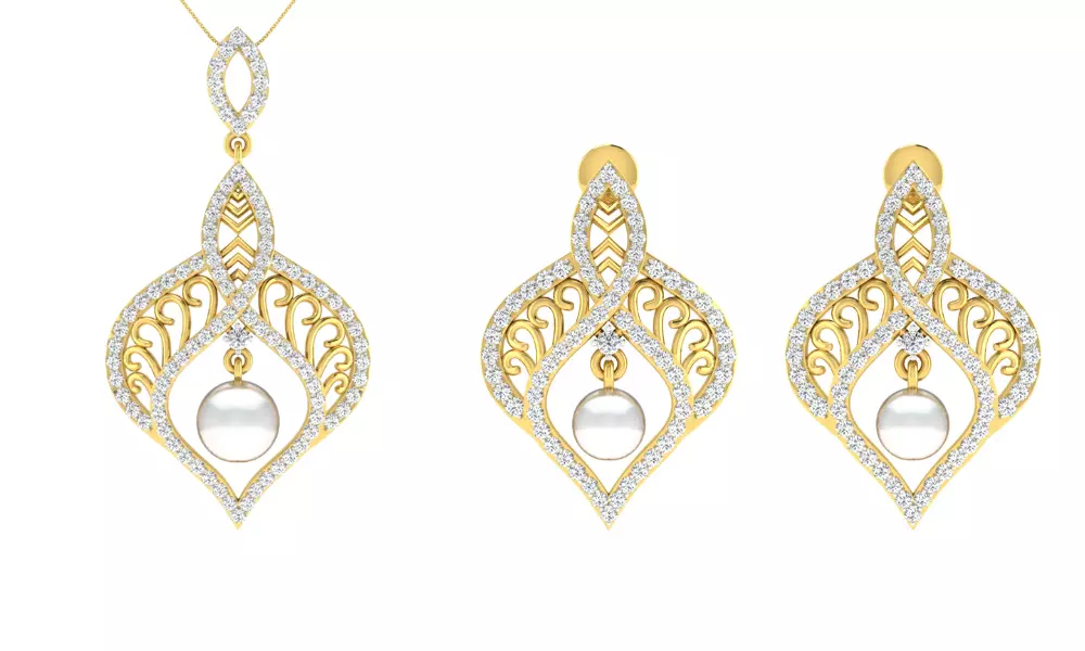 Pendant Earring Set 3dm STL OBJ FBX Render Details 3D print model_0