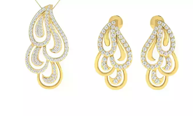 Pendant Earring Set 3dm STL OBJ FBX Render Details