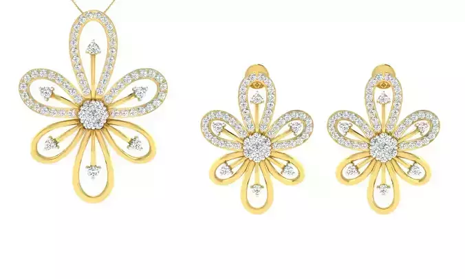 Pendant Earring Set 3dm STL OBJ FBX Render Details