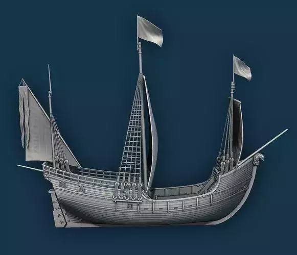 Caravel Ship print model 3D print model 3