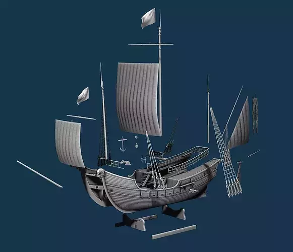 Caravel Ship print model 3D print model 6
