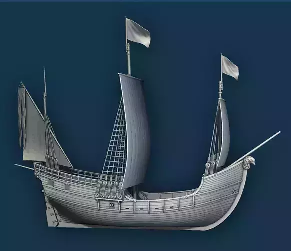 Caravel Ship print model 3D print model
