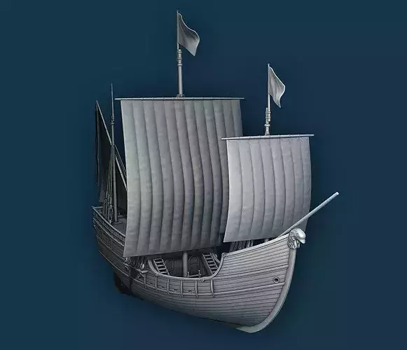 Caravel Ship print model 3D print model 2