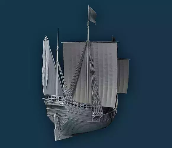 Caravel Ship print model 3D print model 4