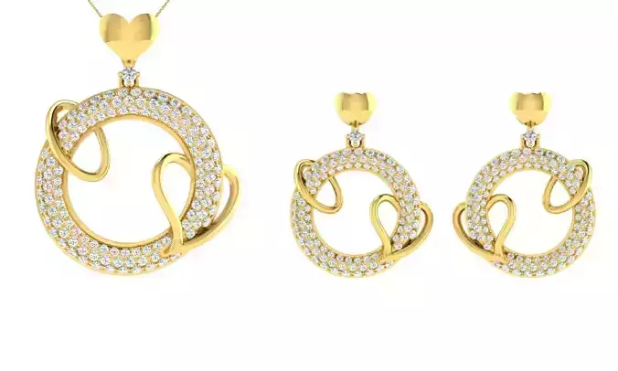 Pendant Earring Set 3dm STL OBJ FBX Render Details