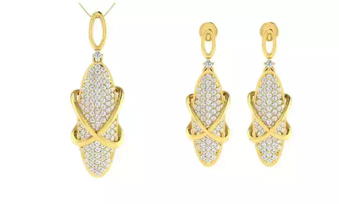 Pendant Earring Set 3dm STL OBJ FBX Render Details