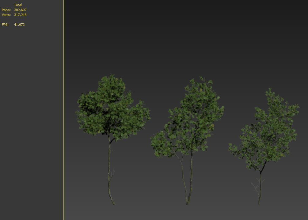 Young oak trees 3D model_6