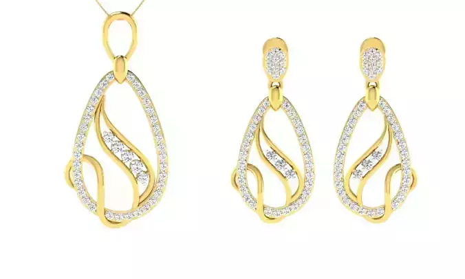 Pendant Earring Set 3dm STL OBJ FBX Render Details