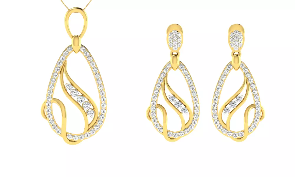 Pendant Earring Set 3dm STL OBJ FBX Render Details 3D print model_0