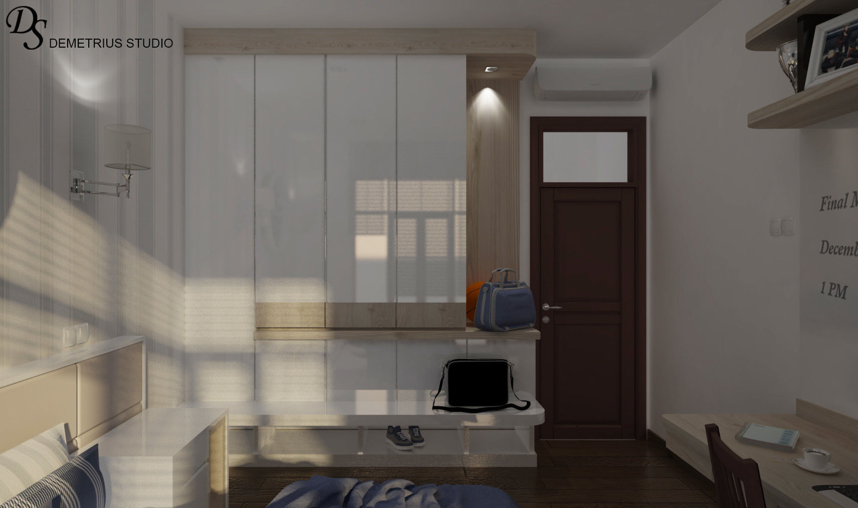Navy bedroom scene 3D model_1