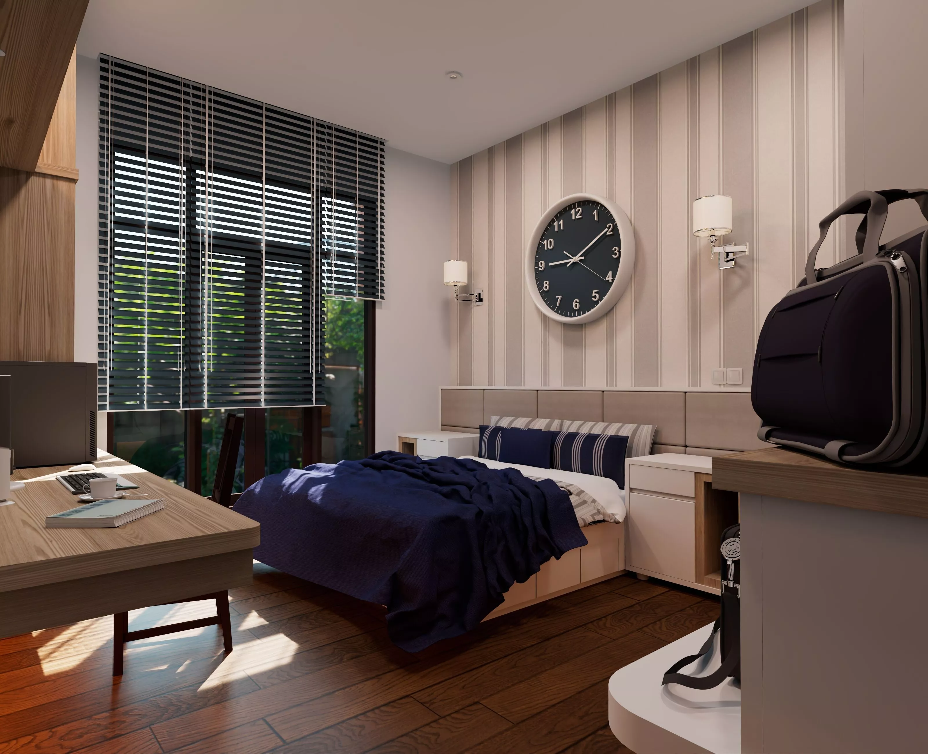Navy bedroom scene 3D model