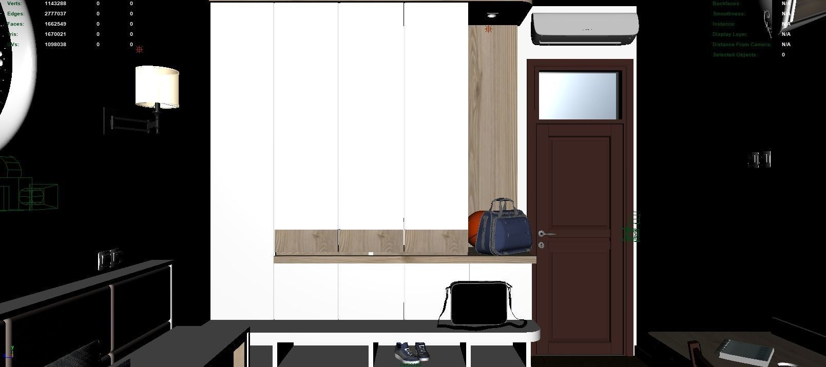 Navy bedroom scene 3D model_6