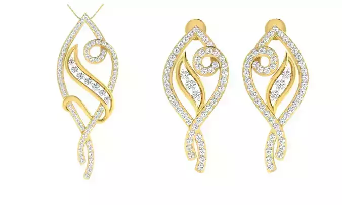 Pendant Earring Set 3dm STL OBJ FBX Render Details