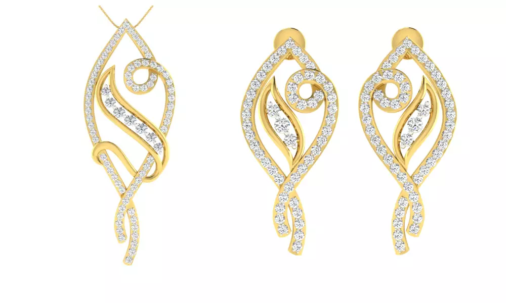 Pendant Earring Set 3dm STL OBJ FBX Render Details 3D print model_0