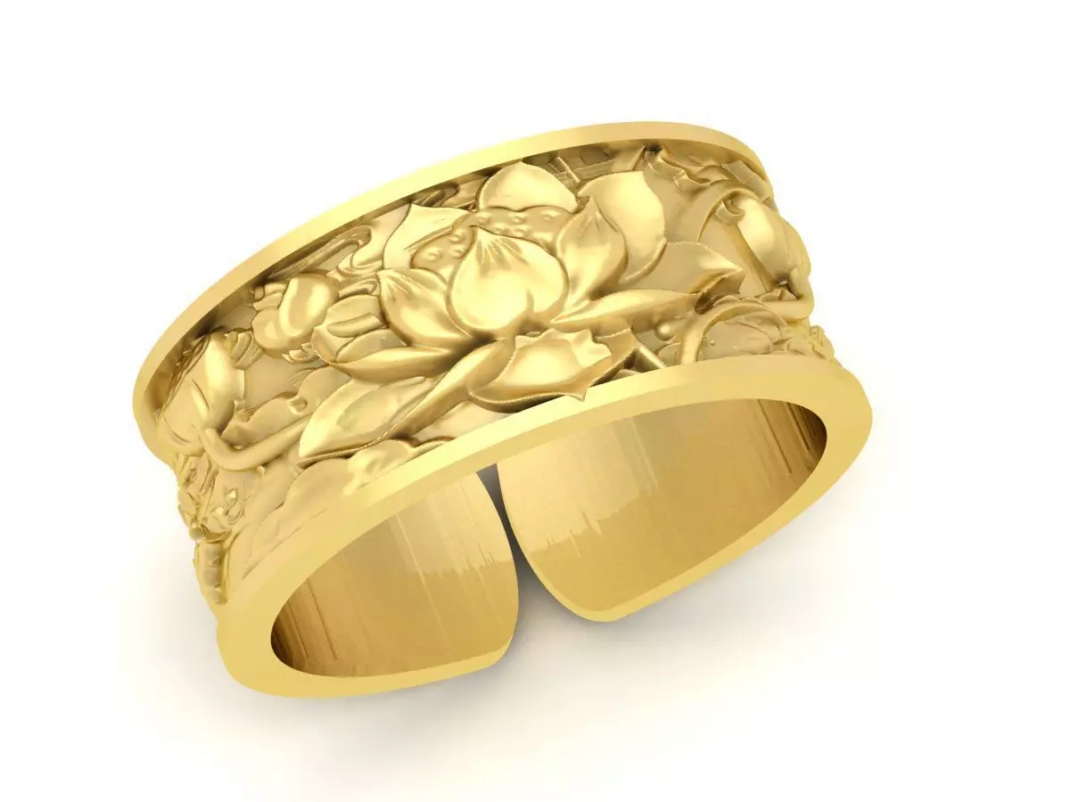 24k Lotus pond Ring 3585 3D print model_0