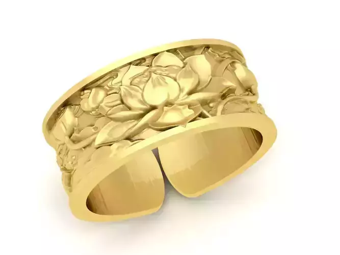 24k Lotus pond Ring 3585 3D print model