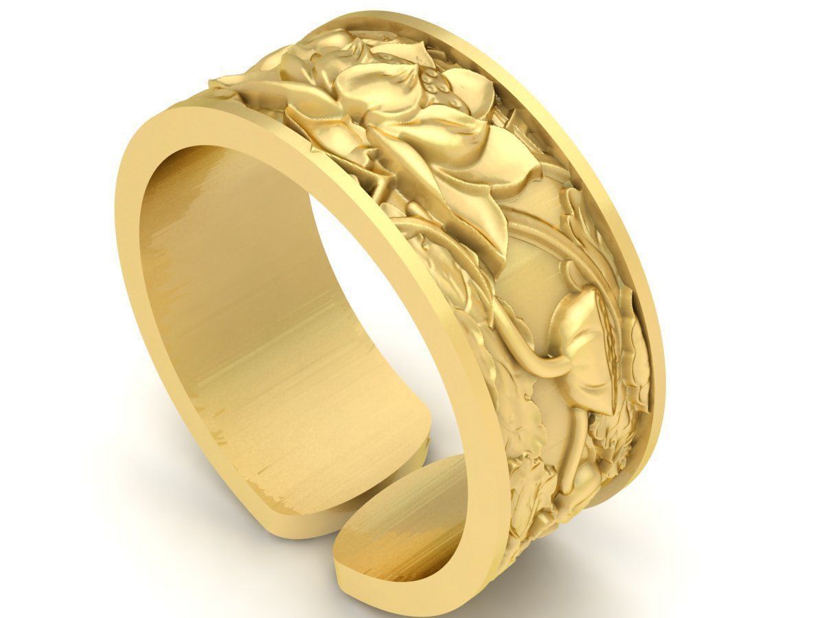 24k Lotus pond Ring 3585 3D print model_1