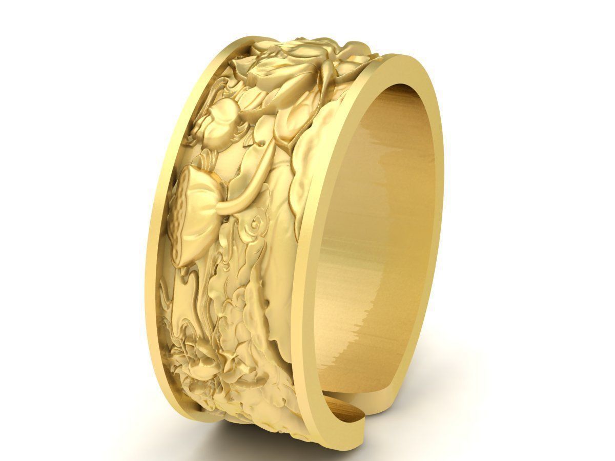 24k Lotus pond Ring 3585 3D print model_2