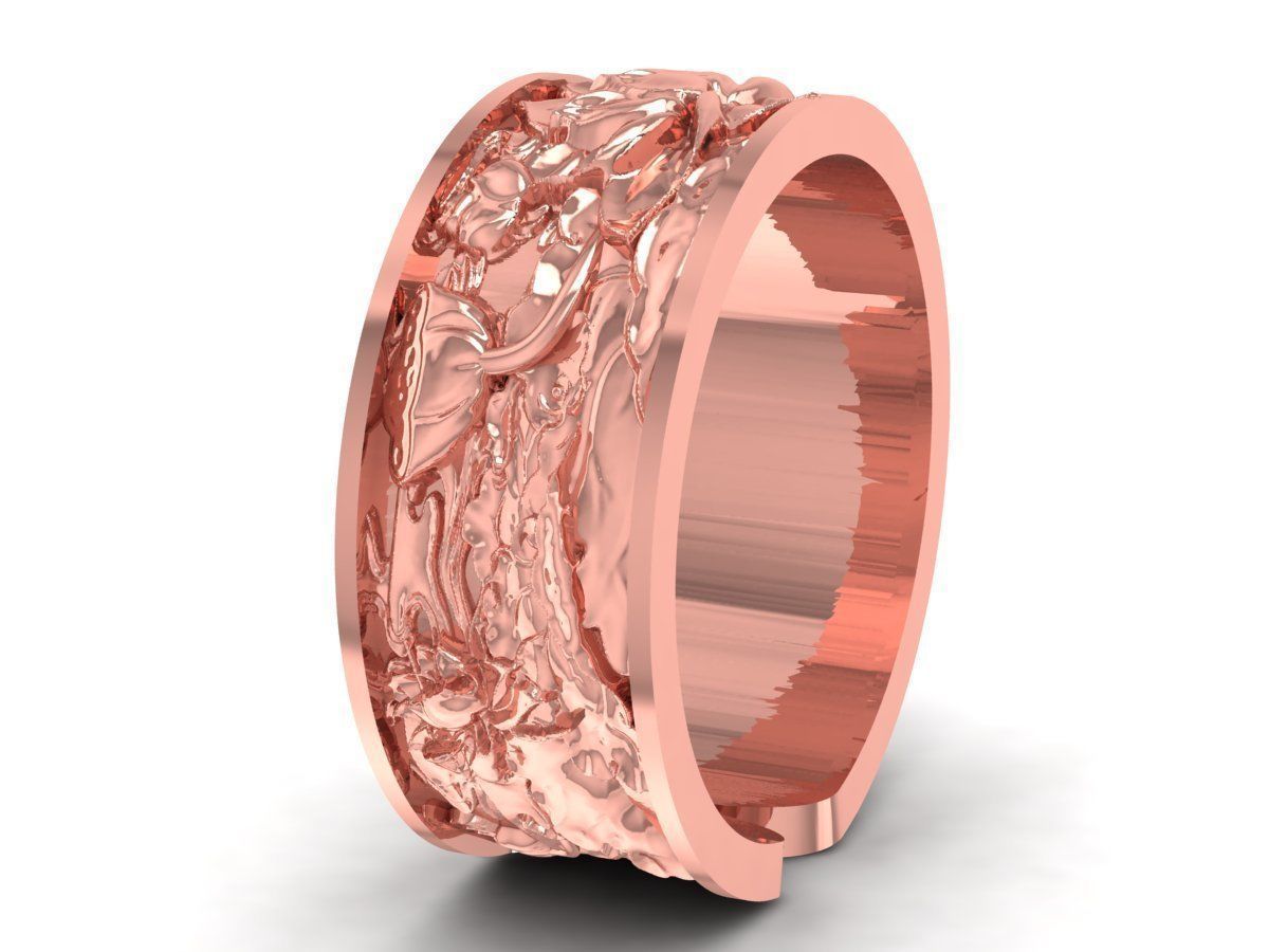 24k Lotus pond Ring 3585 3D print model_5