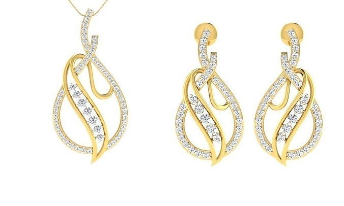Pendant Earring Set 3dm STL OBJ FBX Render Details 3D print model