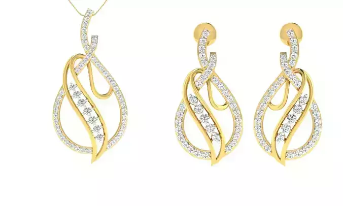 Pendant Earring Set 3dm STL OBJ FBX Render Details