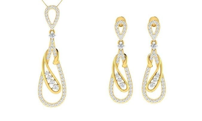 Pendant Earring Set 3dm STL OBJ FBX Render Details 3D print model