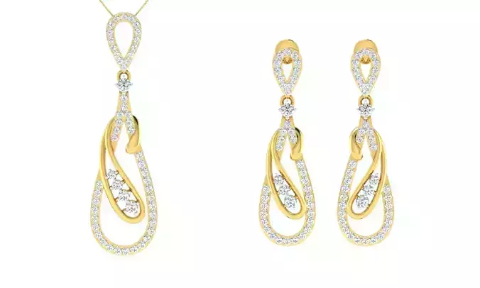 Pendant Earring Set 3dm STL OBJ FBX Render Details