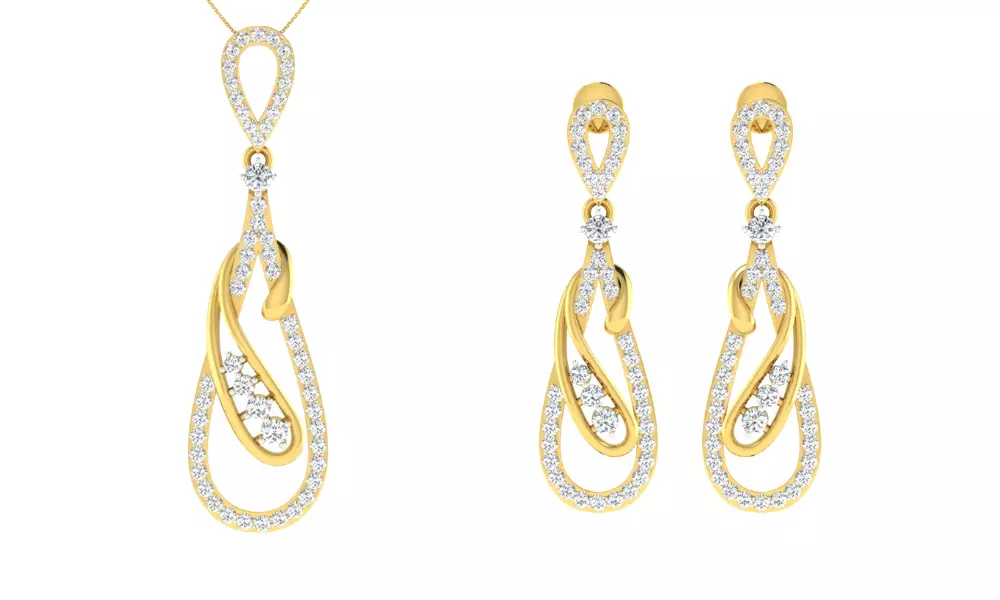 Pendant Earring Set 3dm STL OBJ FBX Render Details 3D print model_0