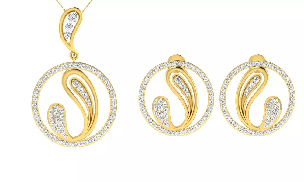 Pendant Earring Set 3dm STL OBJ FBX Render Details 3D print model_0