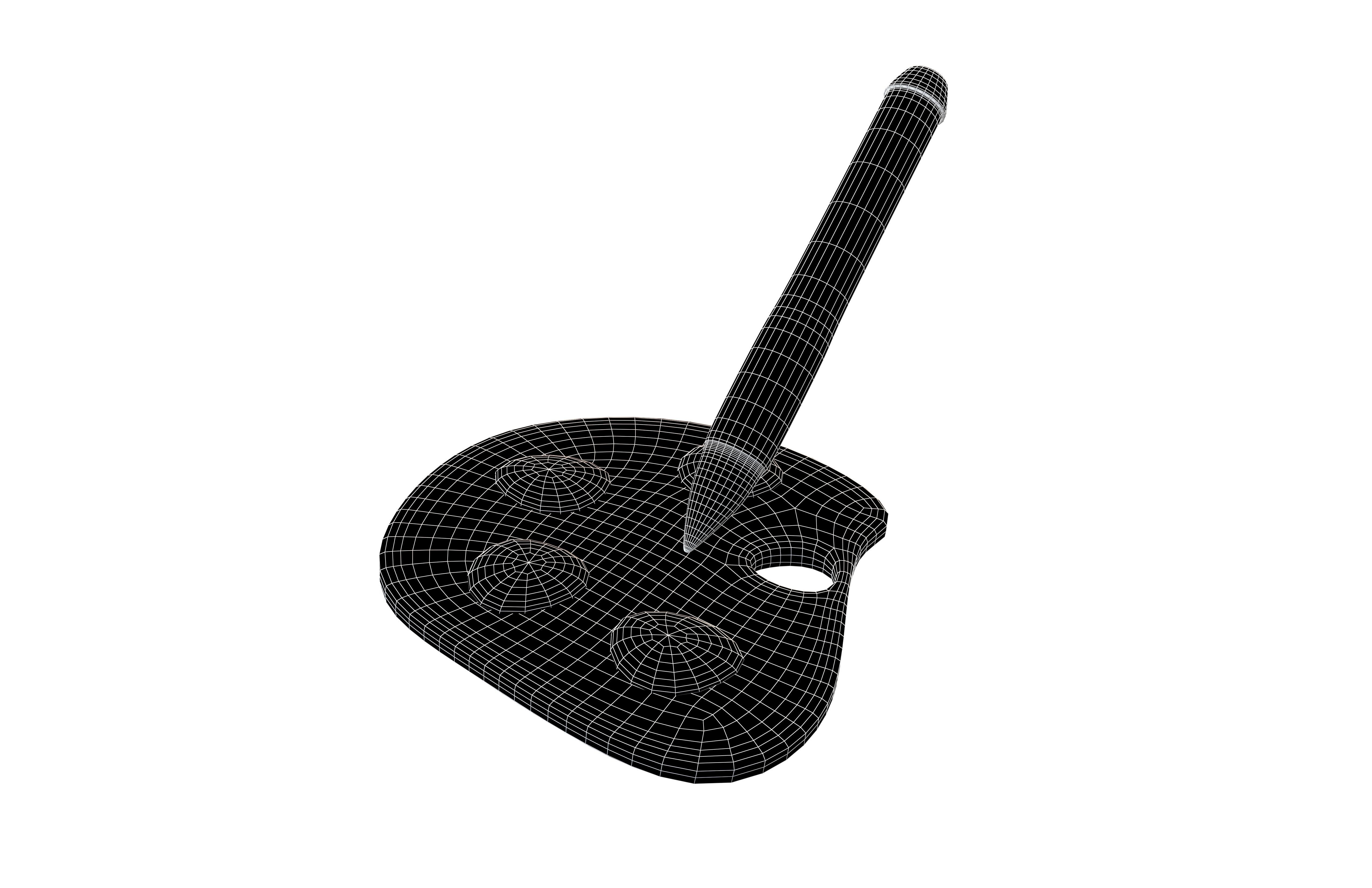 Palette With Paintbrush v1 001 Low-poly 3D model_4