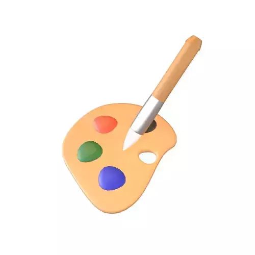 Palette With Paintbrush v1 001
