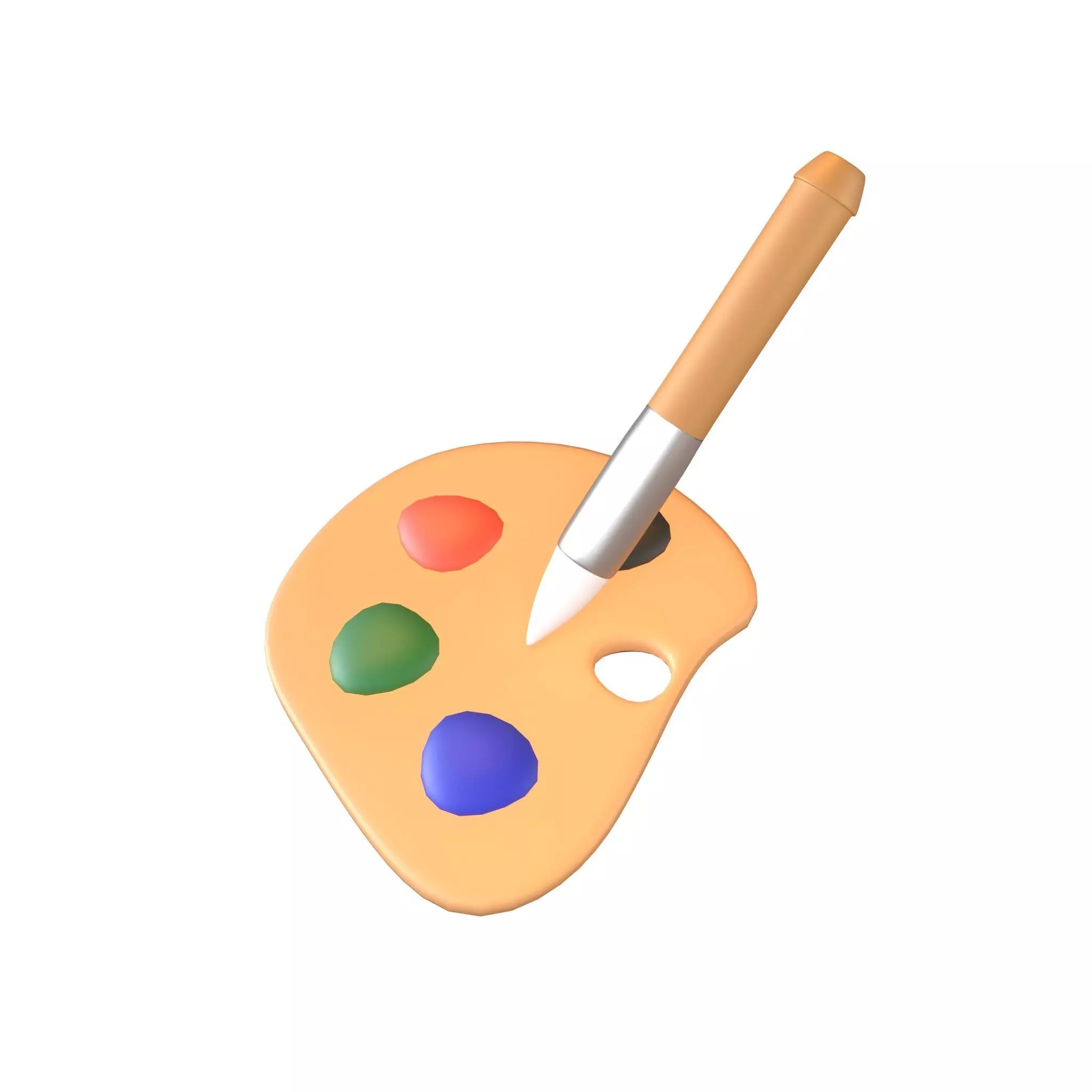 Palette With Paintbrush v1 001 Low-poly 3D model_0