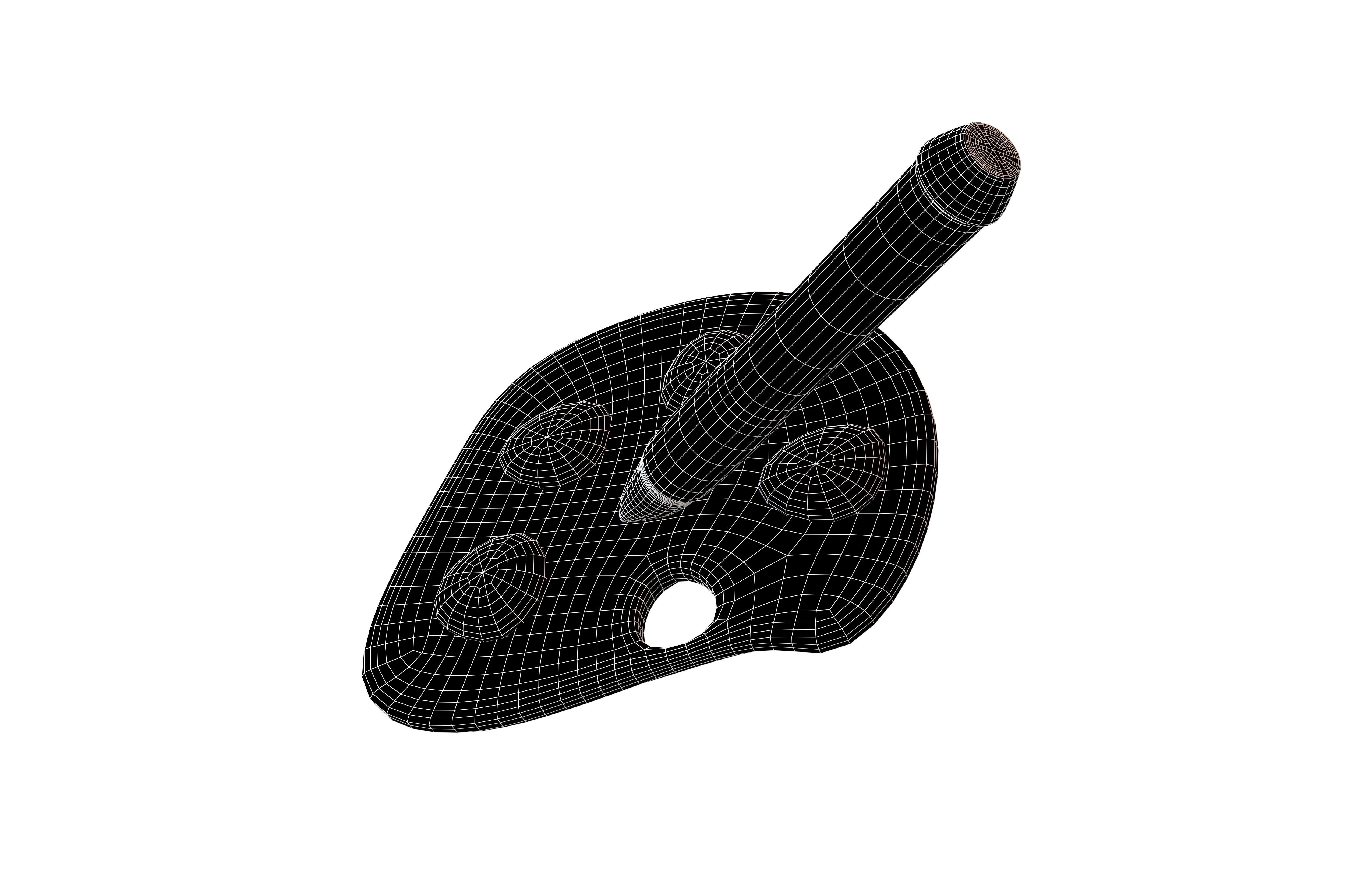 Palette With Paintbrush v1 001 Low-poly 3D model_5