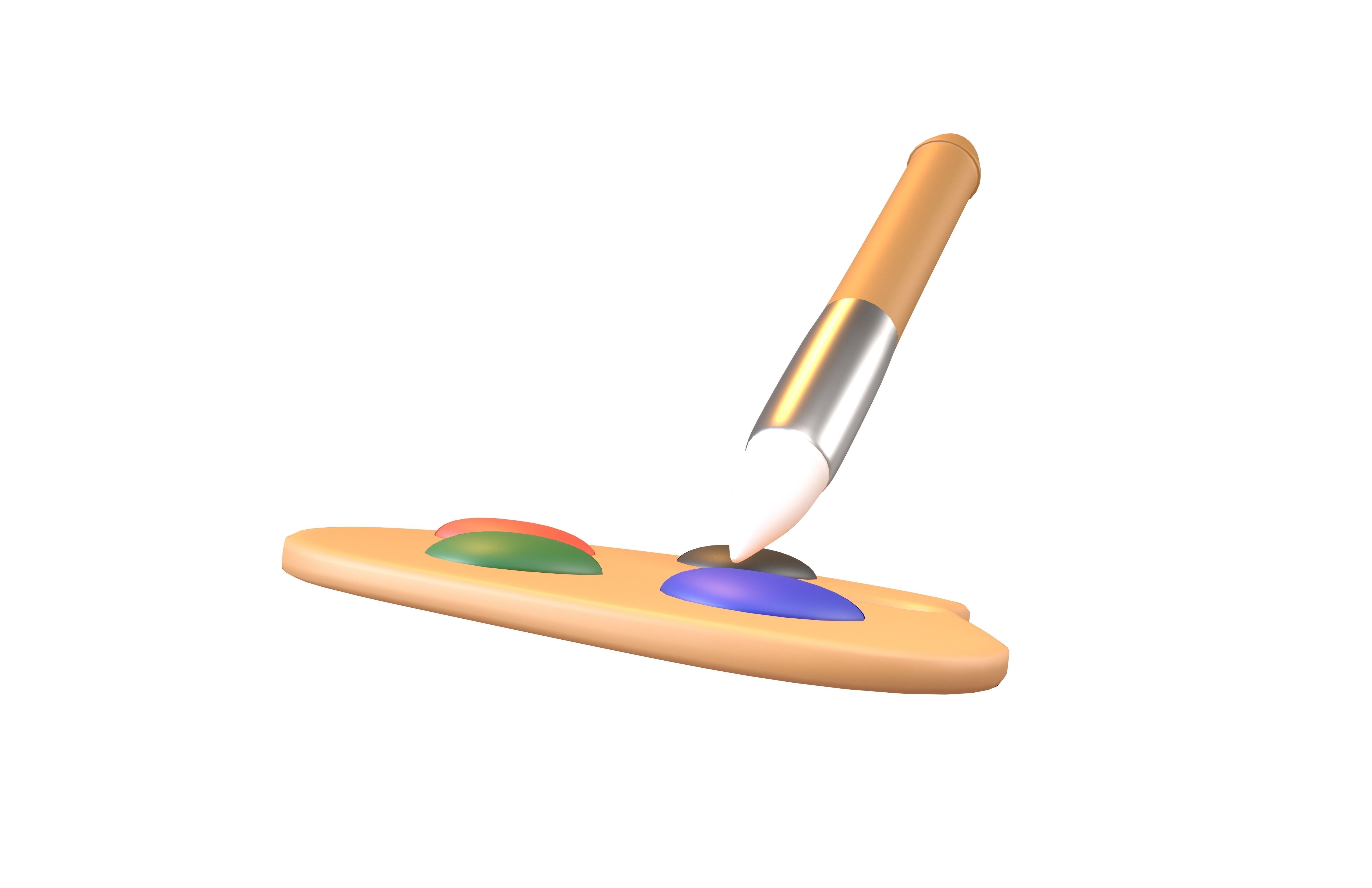 Palette With Paintbrush v1 001 Low-poly 3D model_2