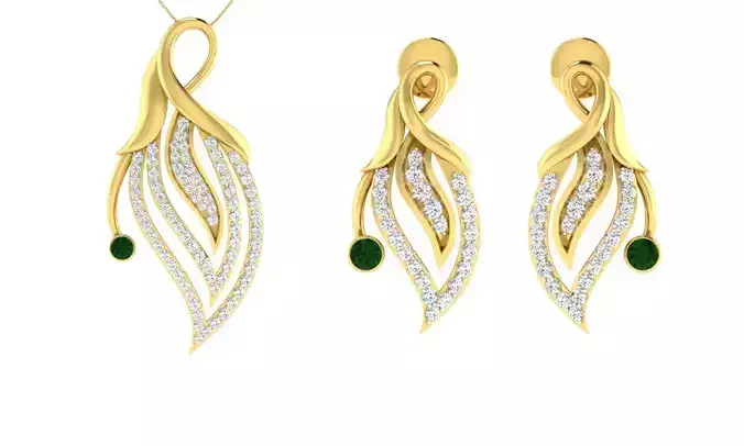 Pendant Earring Set 3dm STL OBJ FBX Render Details