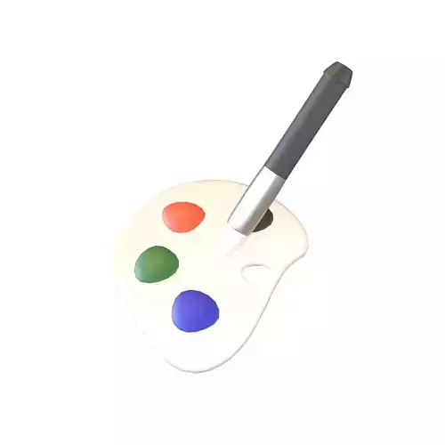 Palette With Paintbrush v1 002 Low-poly 3D model