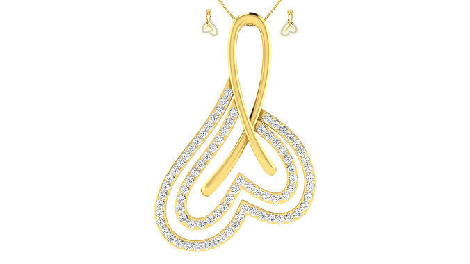 Pendant Earring Set 3dm STL OBJ FBX Render Details 3D print model