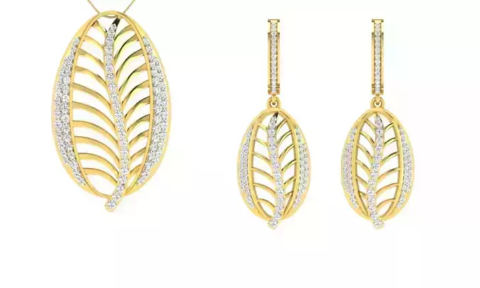 Pendant Earring Set 3dm STL OBJ FBX Render Details