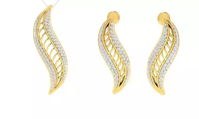 Pendant Earring Set 3dm STL OBJ FBX Render Details
