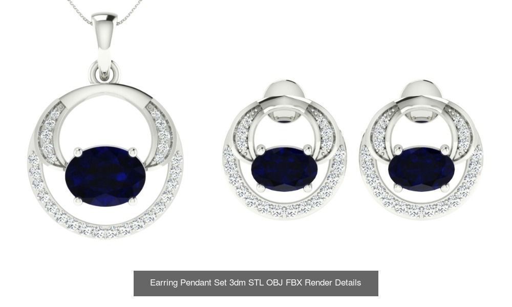 119 Pendant Earring Set 3dm STL OBJ FBX Render Detail Collection _99