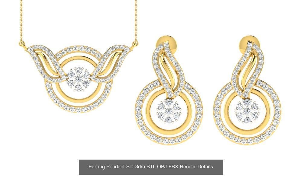 119 Pendant Earring Set 3dm STL OBJ FBX Render Detail Collection _95